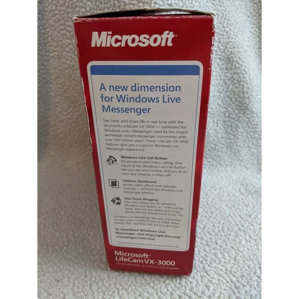 Microsoft Windows Live Messenger LifecCam VX-3000 USB 2.0 Webcam Build In...